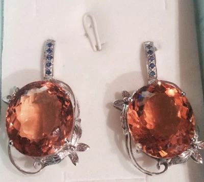 Brand new Nwot Huge dangling 48.90CT Genuine Citrine Gold Over  Silver earrings - Image 1 of 4