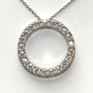 Certified Moissanite Circle Pendant Necklace 2.10 CTW - 925 Silver or Gold - Picture 1 of 7