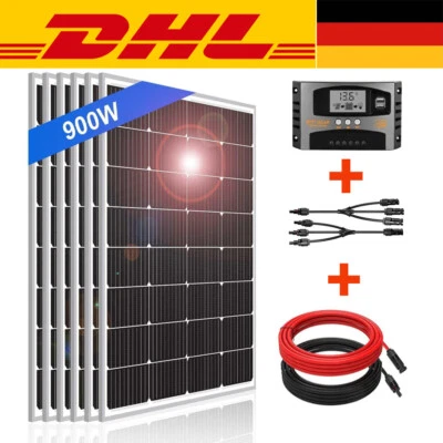 900W Solarmodul Set MONO Solarpanel 12V Solaranlage Komplettpaket Inselanlage RV - Bild 1 von 4