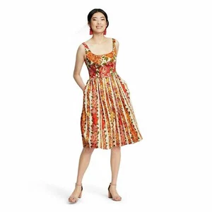 NWT Isaac Mizrahi x Target Floral Sleeveless Square Neck Pleated Dress S M L XL - Picture 1 of 3