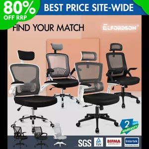 ELFORDSON Mesh Office Chair Executive Fabric Gaming Seat Racing Tilt Computer - Picture 1 of 209