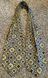 Vintage Ascot Krawatte 100 % Baumwolle von Handarbeit inkl. gelb/schwarz/blau Designs - Bild 1 von 14