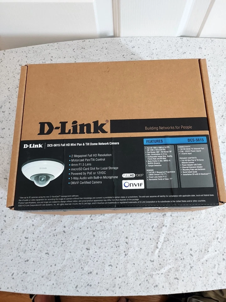 D-Link DCS-5615 Full HD Mini Pan and Tilt Dome Network Camera - Image 1 of 4