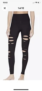 Alo Yoga Women’s High Waisted Ripped Dark Gray Warrior Leggings Size XS - Picture 1 of 6