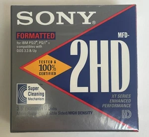 Sony 3.5" IBM Formatted MFD-2HD Double Sided High Density Micro Floppy Disk x10 - Picture 1 of 2