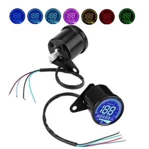 Motorcycle Black LED Digital Tachometer Speedometer Fuel Gauge Odometer - Picture 1 of 12