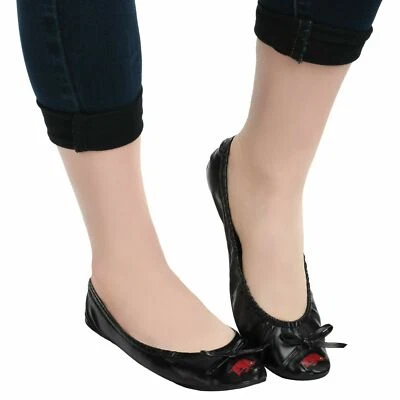 NCAA Arkansas Razorbacks Womens Foldable Flats Shoes w Clutch Bag Black Size L - Image 1 of 2
