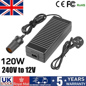 240V Mains To 12V 10A Power Supply AC to DC Adapter Car Cigarette Lighter Socket - Picture 1 of 12