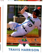 In Person Signed Autograph Auto MiLB Cedar Rapids Kernels 2013 Travis Harrison