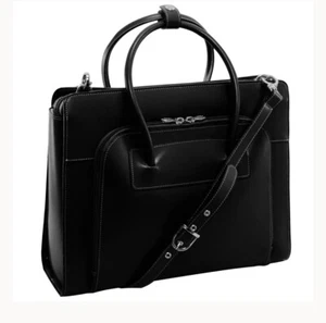 McKlein Lake Forest Ladies' Laptop Briefcase Top Grain Cowhide Leather Black - Picture 1 of 3