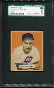 1949 Bowman Baseball # 200 Jess Dobernic (NM+) Near Mint Plus SGC 7.5 - Picture 1 of 2