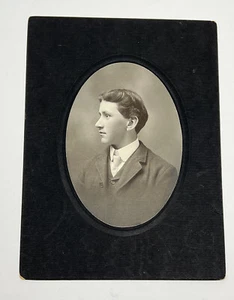 Vintage 1900s Photo Of Young Man Portrait Cabinet Card - Picture 1 of 2