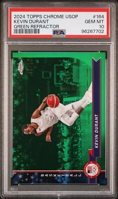 Kevin Durant 2024 Topps Chrome Olympics Green Refractor /99 PSA 10 - Image 1 of 2