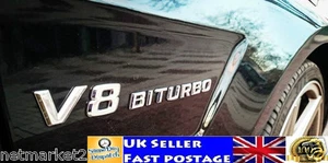 V8 Biturbo AMG Merc Klasse Logo Aufkleber Wappen Emblem ABS Chrom - Bild 1 von 8