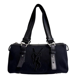 Bolso de hombro SAINT LAURENT Yves Saint Laurent Kahala de lona negra - Imagen 1 de 21