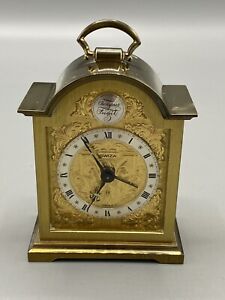 Vintage Swiss Made SWIZA Solid Brass TEMPUS FUGIT Travel Alarm Clock Working
