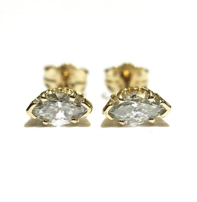 GIA Certified 14k yellow gold .63ct SI2 G marquise cut diamond earrrings - Image 1 of 4