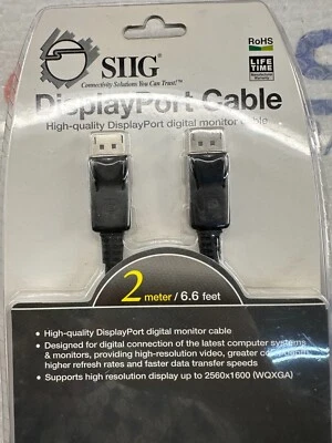 NEW SIIG CB-DP0022-S1 DisplayPort Digital Monitor Cable, 2-Meters (6.6ft) - Image 1 of 3