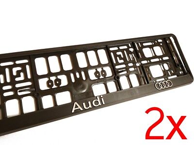 2x Black 3D AUDI European Euro License Number Plate Holder Frame German EU • 24.42€