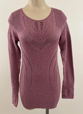 ALO YOGA LARK Womens Medium Rosewood Lasercut Seamless Long Sleeve Athletic Top - Image 1 of 4