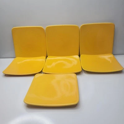 7 квадратных желтых салатных тарелок Waechtersbach Buttercup 8,25 дюйма Германия редкая ЧИТАЙТЕ - Изображение 1 из 4