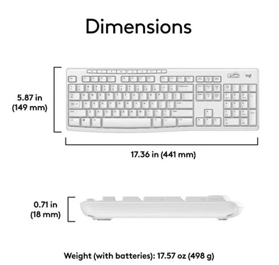 TOTALMENTE NUEVO Logitech TAMAÑO COMPLETO Combo Inalámbrico Teclado y Mouse ⚪ Blanco Foto 1 de 3