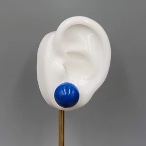 Royal Blue Acrylic Ball Pierced Earrings Bold Statement Stud 5/8" - Picture 1 of 7