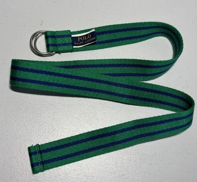 Polo Ralph Lauren Verde y Azul Rayas Tejido Tela D Anillo Niños Niños Cinturón Talla 18 Foto 1 de 4