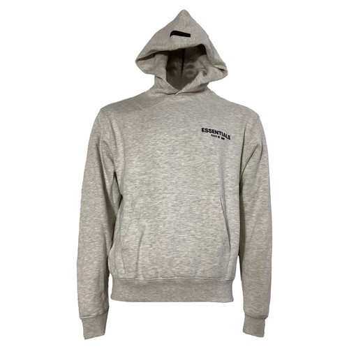 Felpa con cappuccio Fear Of God Essentials logo in cotone uomo grigia taglia 34