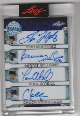 Leaf Bronx Legacy QUAD Auto 2025 Bernie Williams Tino Paul O'Neill ajo/6 Foto 1 de 2