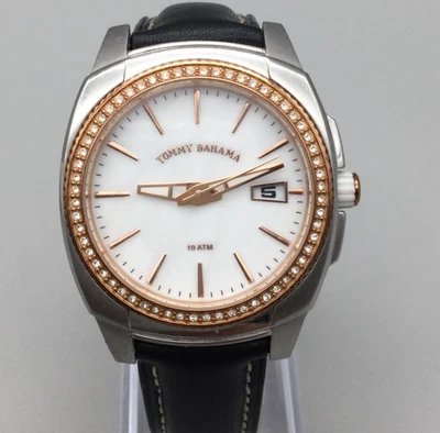 Tommy Bahama Reloj Hombre 37mm Fecha Correa Cuero RLX4013 Relax Batería Nueva Foto 1 de 4