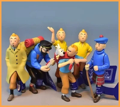 Juego de 6 piezas de figuras de Tintín juguetes colección de dibujos animados modelo juguete regalos Foto 1 de 4
