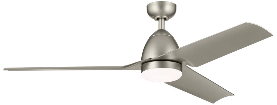 54" Kichler Fit Brushed Nickel LED Outdoor Ceiling Fan with Remote - Image 1 of 1