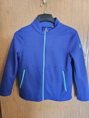 SPIDER YOUTH L 14/16 BLUE WITH TEAL TRIM JACKET, FULL ZIP WITH POCKETS, MINT! - Image 1 of 4
