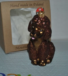 Neu Sewerynski mundgeblasenes Glas Ornament SCHOKOLADENPUDEL Welpe 4,5 Zoll Polen - Bild 1 von 5