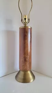 Vintage Mid Century Modern exotische Holzsäule und Messing Tischlampe 27" - Bild 1 von 11