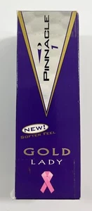 Pinnacle (1) Gold Lady Gold Balls White W/ Pink Ribbon 3 Pack (BRAND NEW) - Picture 1 of 4