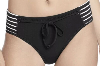 Pantalones de bikini Robin Piccone Sailor de cadera alta nuevos con etiquetas, para mujer talla Xs negros/blancos Foto 1 de 3