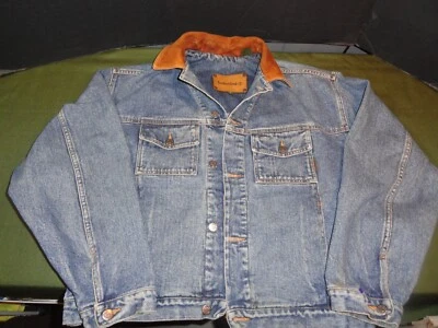 CHAQUETA VAQUERA VINTAGE COLECCIONABLE 1985 TIMBERLAND DENIM AZUL CUELLO CUERO PEQUEÑA Foto 1 de 4