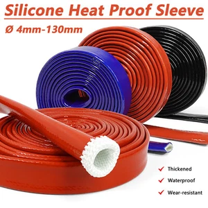 Silicone / Fibreglass Fire Sleeving Protective Heat Shield Sleeve Dia 4mm-130mm - Picture 1 of 10