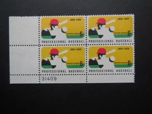 #1381 6c Professional Baseball Plate Block  #31409 LL MNH OG VF - Picture 1 of 1