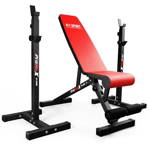 Hantelbank Set: Langhantelablage 180kg mit verstellbarer Hantelbank & Beincurler - Bild 1 von 7