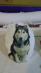 3D Cute Husky Dog Printed Throw Pillow Lifelike Animal Funny Dog Malamute - Picture 1 of 4