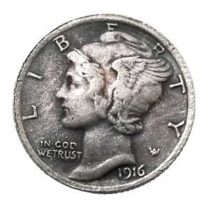 Moneda de diez centavos de plata Mercury 1916-D BUENA/EN MUY BUEN ESTADO ENVÍO GRATUITO - Imagen 1 de 7