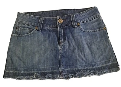 Hurley Jean мини юбка ~ потертый кромки с заклепками джинсовой ткани отрезать размер 5 (041618) - Изображение 1 из 4