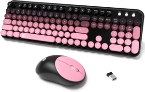 Kabellose Tastatur und Maus Combo, 2,4 GHz Full-Size Pink - Bild 1 von 7