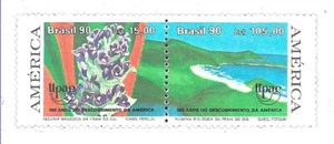 #1102 BRASIL BRAZIL 1990 UPAEP AMERICA FLOWERS BEACHES YV 1985-6 MNH - Picture 1 of 1