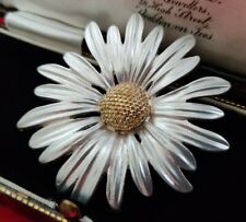 Large Vintage Style Daisy Flower Brooch Pin Silver Tone Jewellery