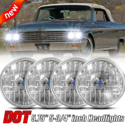 Fits Ford Galaxie 500 1962-1974 5.75" 5-3/4" Round Halogen Headlights Hi/Lo beam - Image 1 of 4