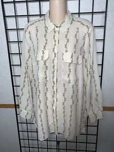 Women's Primark Long Sleeve Buttonfront Cream and Gold Print Blouse Size 12 - Picture 1 of 8